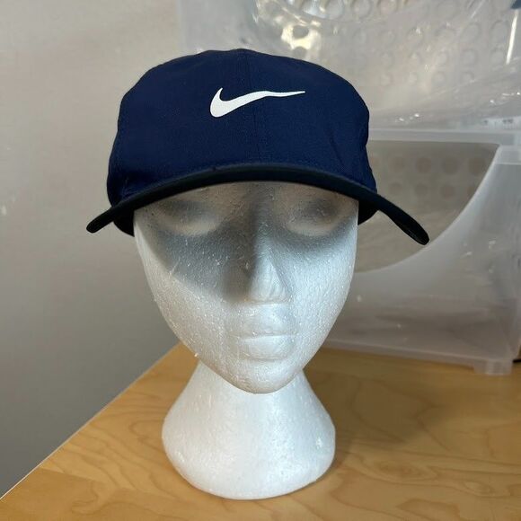 Nike DRI-FIT Featherlight Running Cap Tennis Unisex Hat Navy Blue Adjustable - Picture 1 of 6
